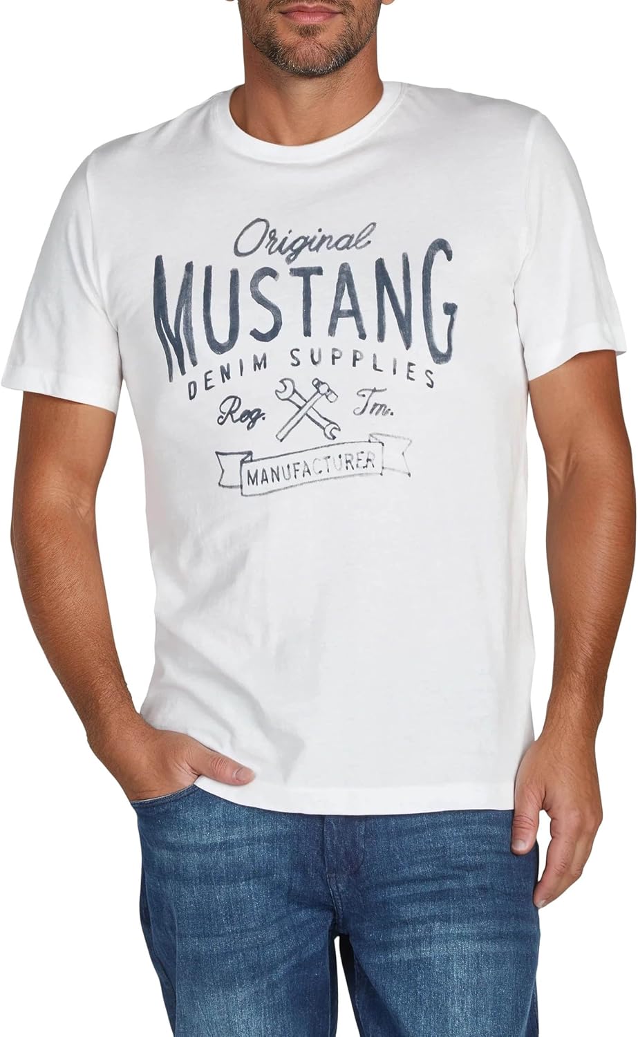 Detalle 2 de MUSTANG Herren T-Shirt Regular Fit – Baumwolle 4er Pack, Rundhals, Kurzarm