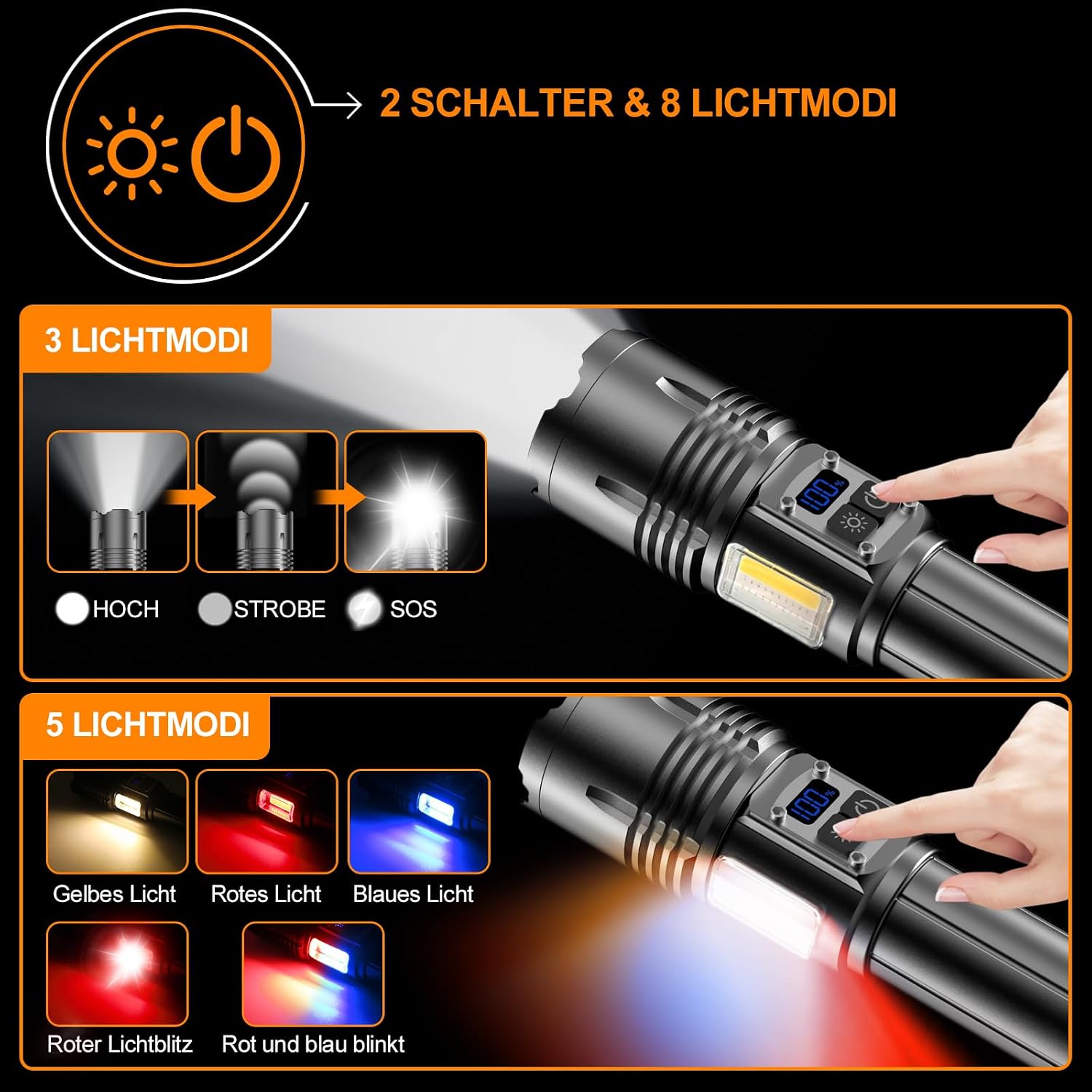 Detalle 2 de Relybo torcia LED 1.000.000 lumen ricaricabile