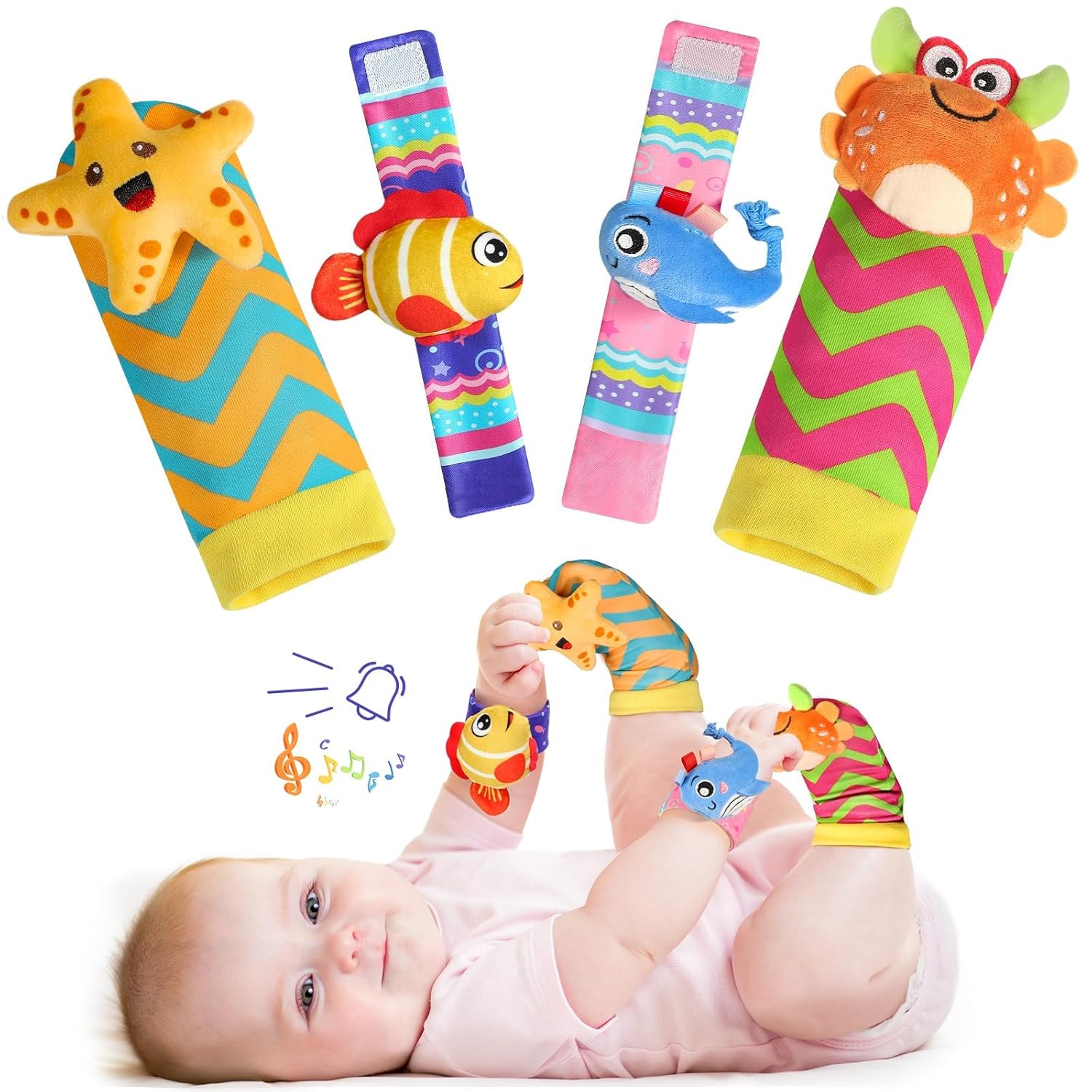 URMYWO Wrist Rattles for Baby 0-12m