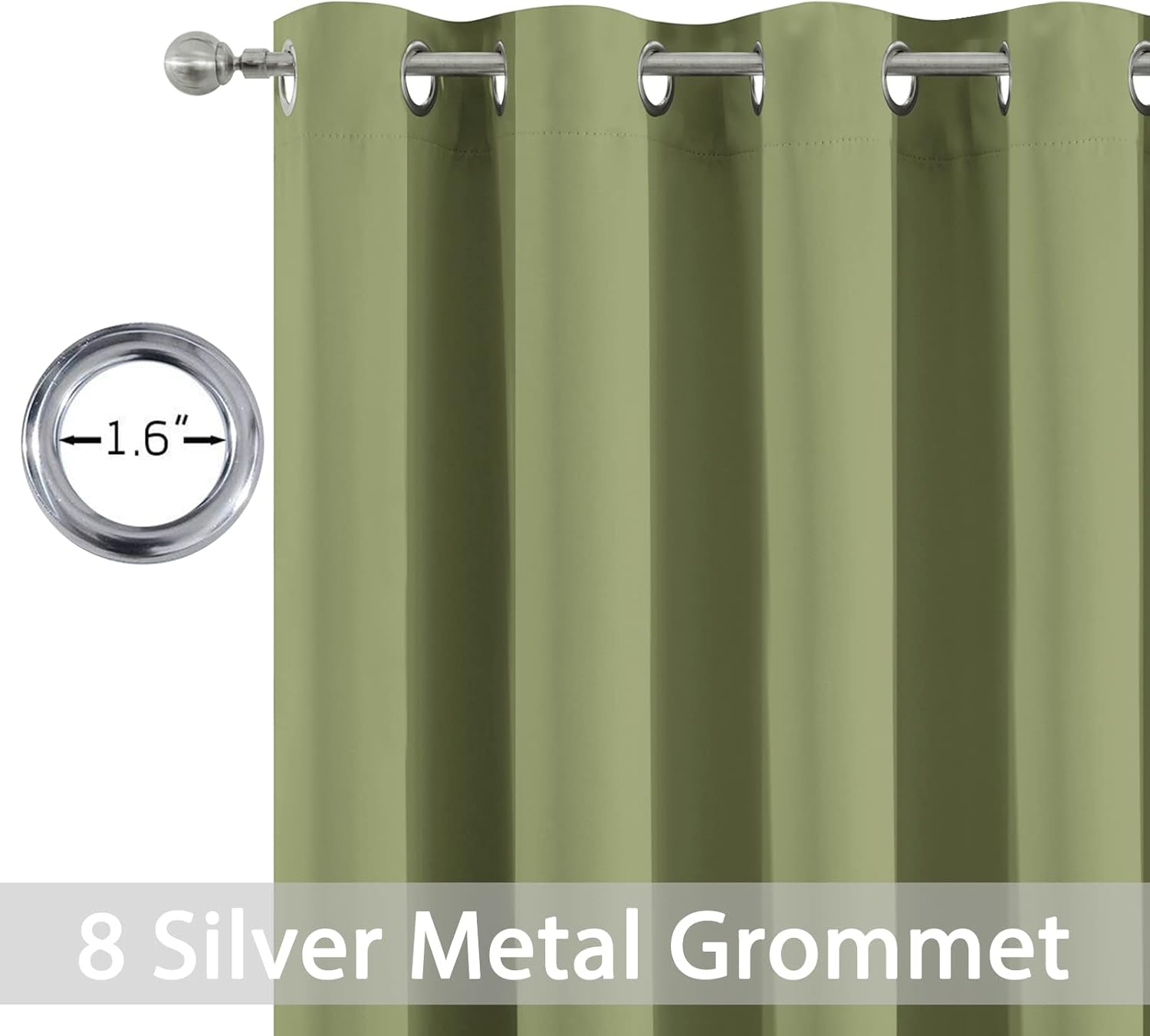 Thumbnail 3 de Yakamok Sage Green Blackout Curtains (52x84 in, 2 Panels) for Bedroom and Living Room