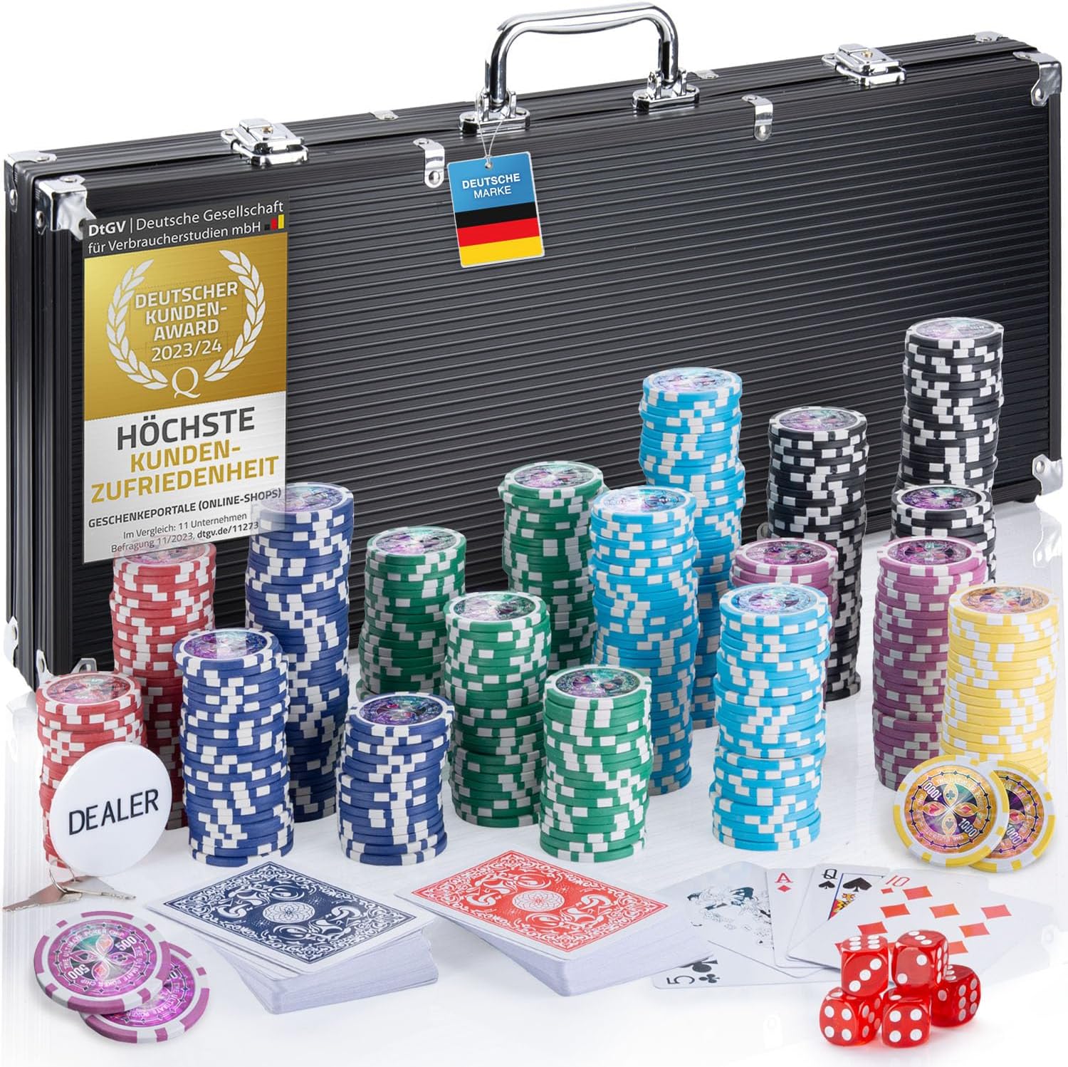 Profi Pokerkoffer Pokerset inkl. 300–500 Chips – hochwertiges Casino-Set für zuhause
