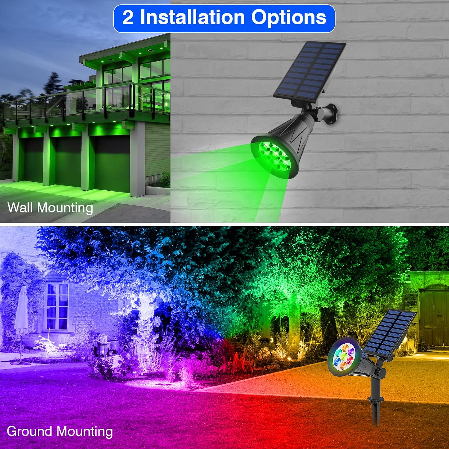 Detalle de T-SUN (2 Pack) faretto solare da esterni IP55 con 7 LED, angolo regolabile 180°