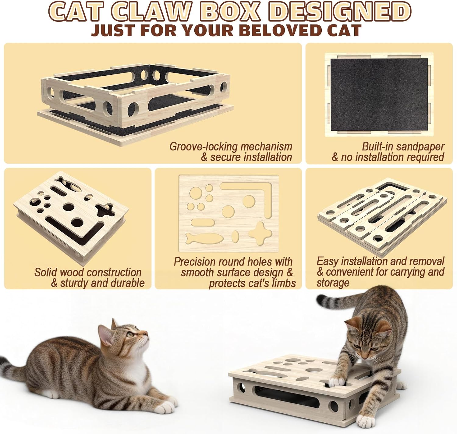 Detalle 2 de Cat Scratch Puzzle Box, Solid Wood