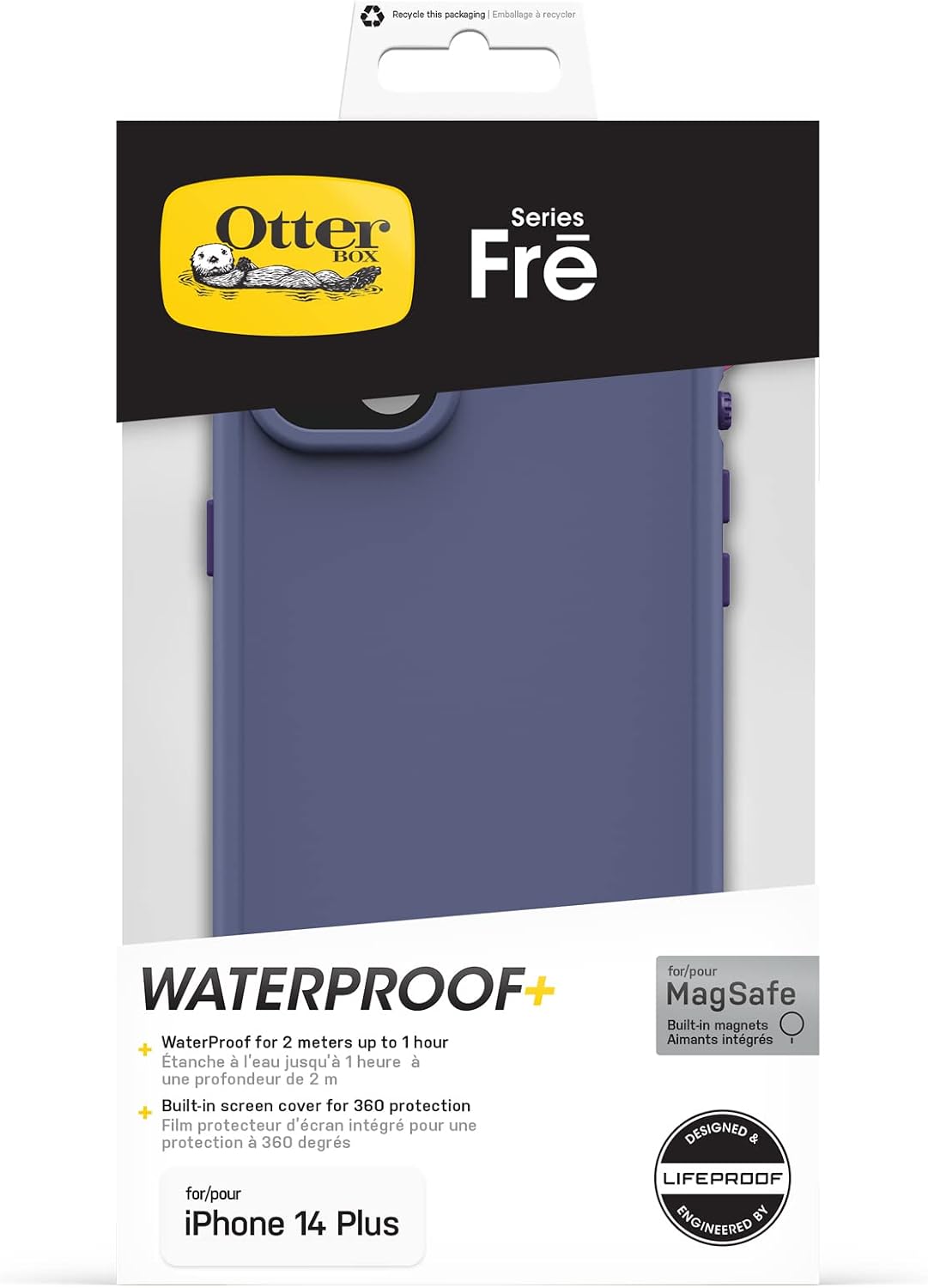 Detalle de OtterBox FRĒ Coque pour iPhone 14 Plus avec MagSafe — Étanchéité IP68 et Protecteur d’écran intégré