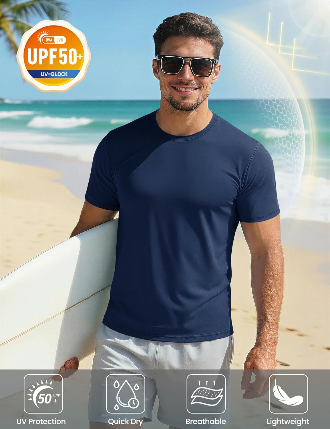 Detalle de MAGCOMSEN Men's Short Sleeve UPF 50+ T-Shirt – Quick Dry Athletic Tee