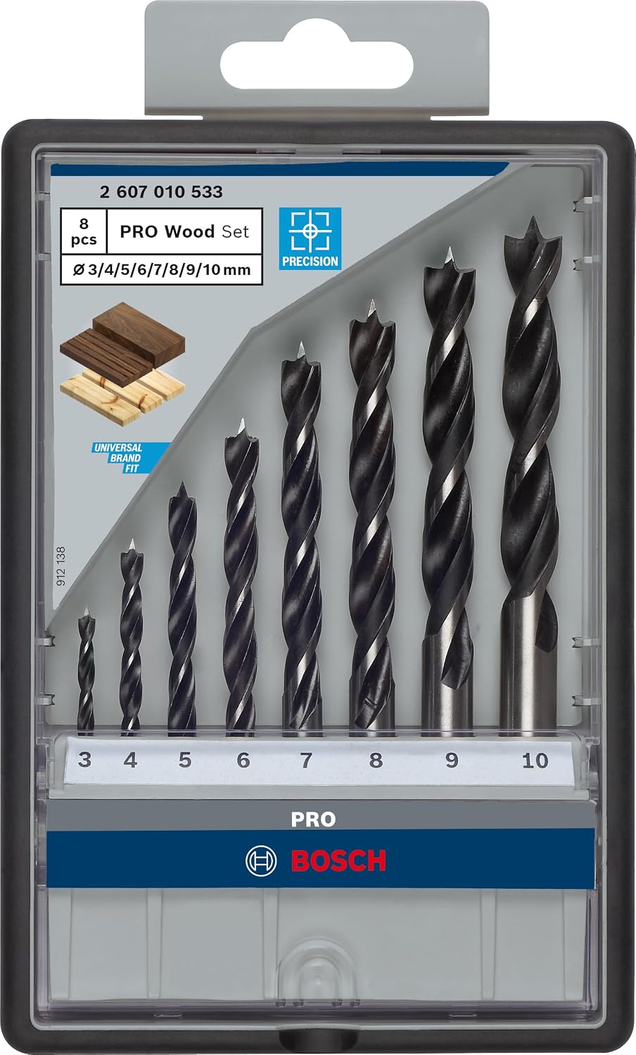 Detalle de Bosch Professional 8 pcs Brad Point Drill Bit Set - Woodworking Precision