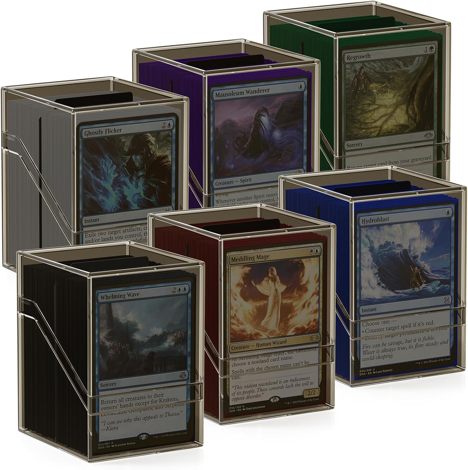 Detalle de YSCare 6 Pack Card Deck Cases with 600 Sleeves & Dividers – Standard Size Storage for MTG & Trading Cards