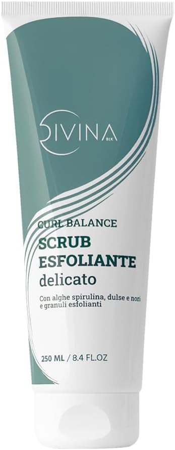 Detalle de Divina Blk Scrub Esfoliante Delicato per Capelli Mossi, Ricci e Afro Curl Balance – 250 ml
