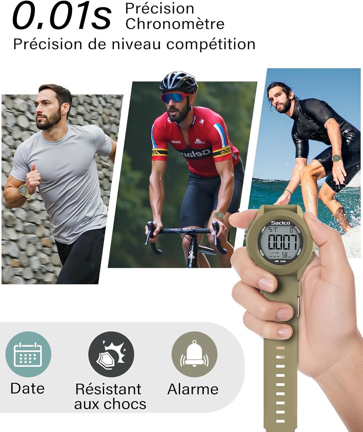 Thumbnail 4 de SOCICO Montre Numérique Sport Militairé