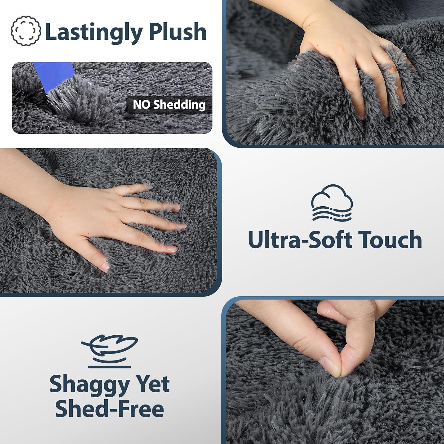 Detalle de LNZHAO 160x230cm soft fluffy shaggy rug with non-slip backing (washable, faux fur look)