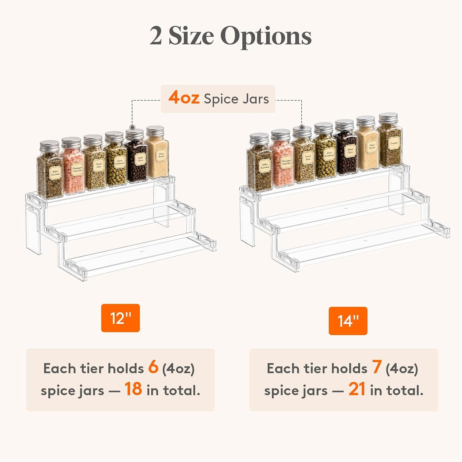 Detalle de Lifewit 12in 3-Tier Clear Display Rack: Tool-Free Spice, Fragrance, and Cupcake Organizer