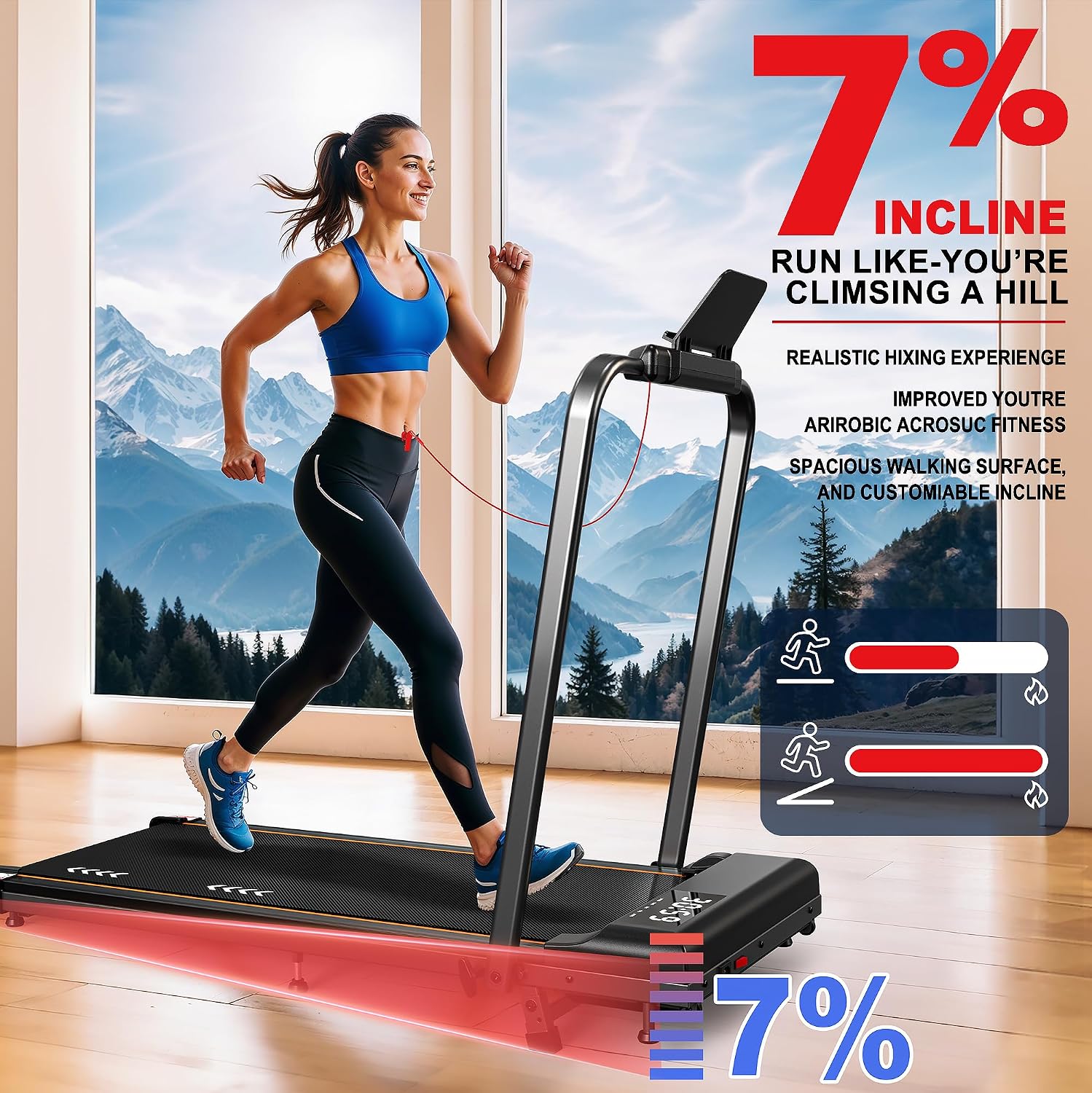 Thumbnail 6 de Orisyn TW2 plooibare 2-in-1-loopband, 1–12 km/u en manuele helling van 7%