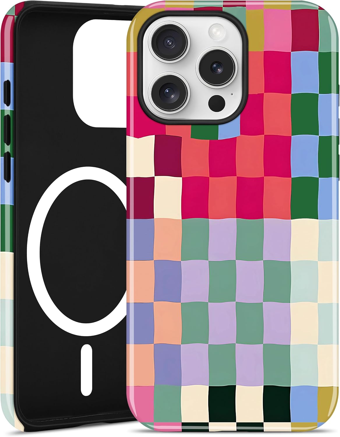 Detalle de Jusy Magnetic Checkered iPhone 15 Pro Case with MagSafe Compatibility