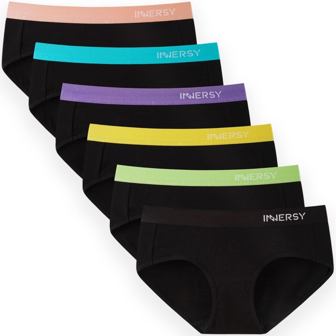 Detalle de INNERSY Culotte femme en coton taille basse – lot de 6 slips sport stretch confort