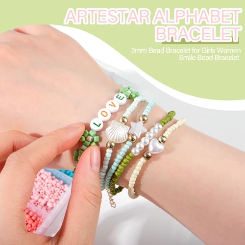 Detalle de ARTREE 12280 Piezas Abalorios para Pulseras: Kit 24 Colores Pastel Macarons, Cuentas de Vidrio 3mm para DIY