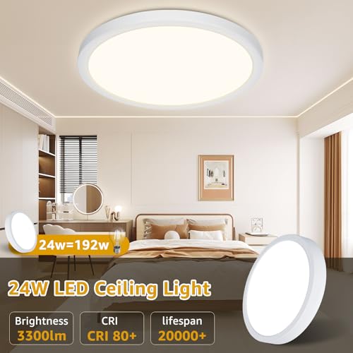 Detalle de Plafón LED de Techo GREAT JACOB 24W, Ø29 cm, 3 Temperaturas de Color (3000K/4000K/6500K) – Lámpara Circular Ultra Delgada