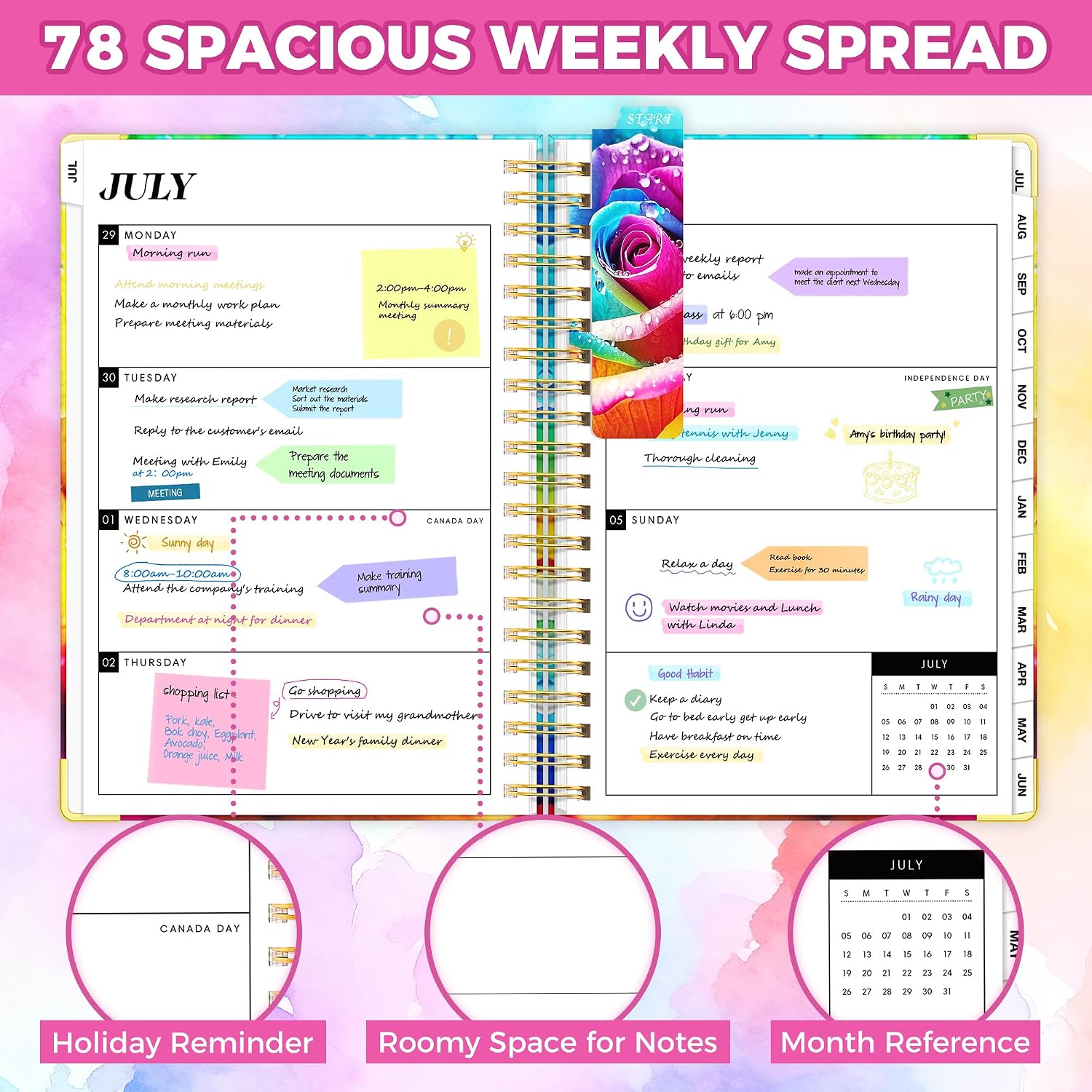Detalle 1 de montcool 2026-2027 Academic Planner, 18-Month Hardcover Calendar with Tabs