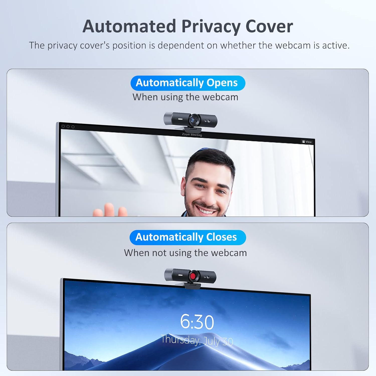 Thumbnail 2 de NexiGo HelloCam 1080p Webcam with Windows Hello, Auto Privacy Cover and Noise-Cancelling Microphone