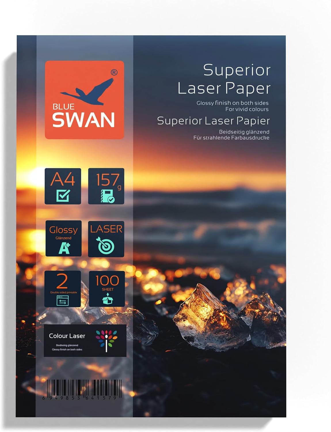 Detalle de BLUE SWAN Carta lucida A4 per stampanti laser 157 g/m², 100 fogli (doppio lato)
