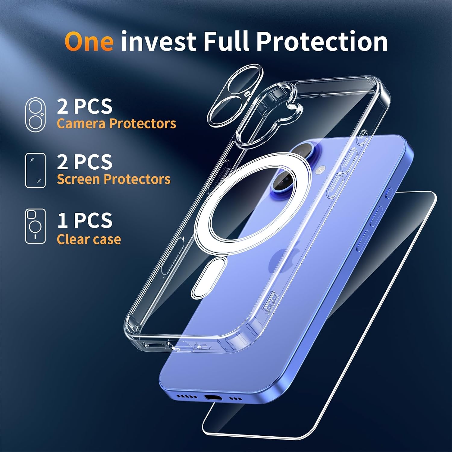 Detalle de YNMEacc iPhone 16 6.1-inch magnetic case with protectors