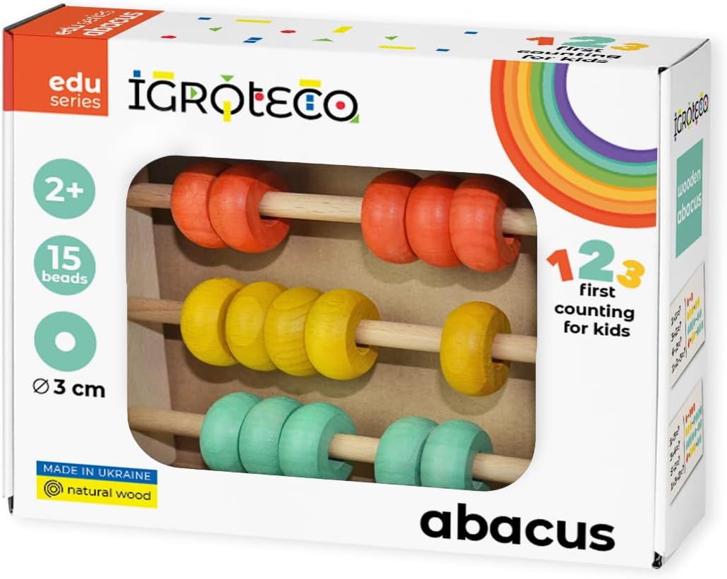 Igroteco Abakus für Kinder (3x5) aus Holz – spielerisches Rechnen lernen
