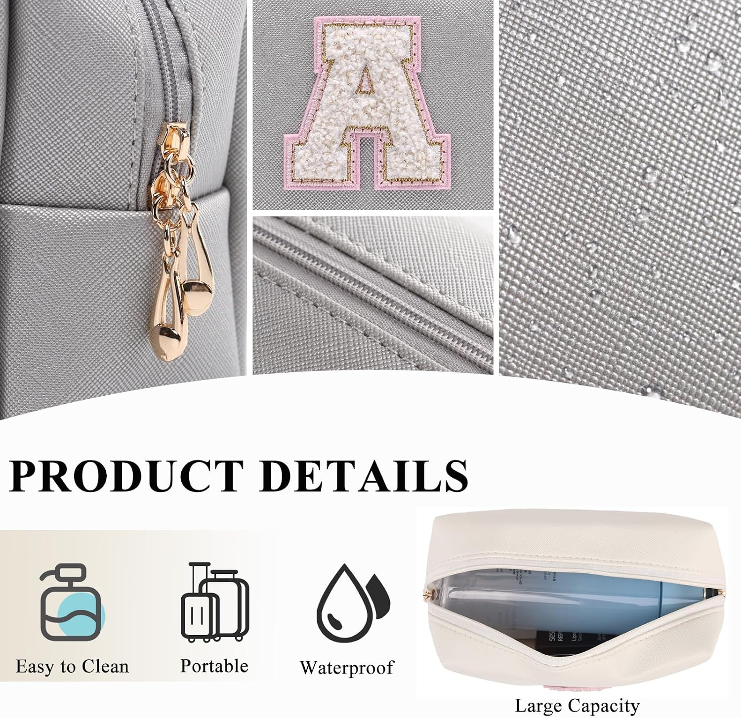 Detalle de Tolmaiertu Personalized Makeup Bag: Waterproof, Lightweight Travel Pouch