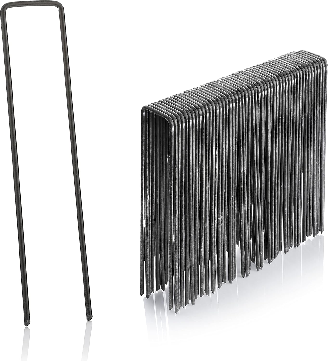 GardenMate 100 Erdanker (150 mm) aus unverzinktem Carbonstahl – 100 Stück für Unkrautvlies, Kunstrasen & Gartenbefestigung
