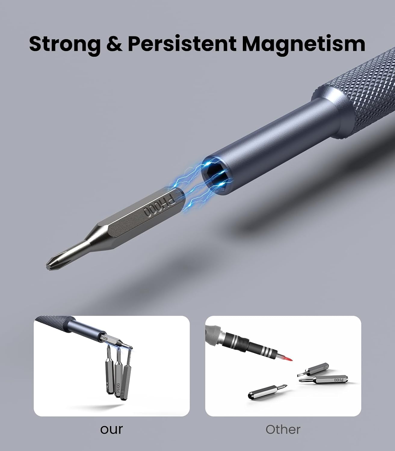 Detalle de AXTH 25-IN-1 Precision Screwdriver Set, 24 Bits, Magnetic Tips