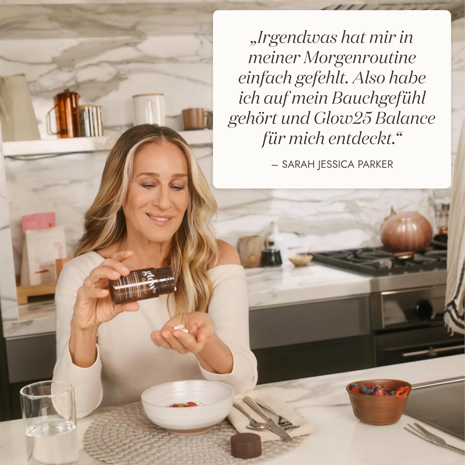 Detalle de Glow25® Balance – 30 Portionen pflanzliche Tribiotika-Formel mit Milchsäurebakterien, Kiwifruchtpulver, Inulin, Calcium & Vitamin B2