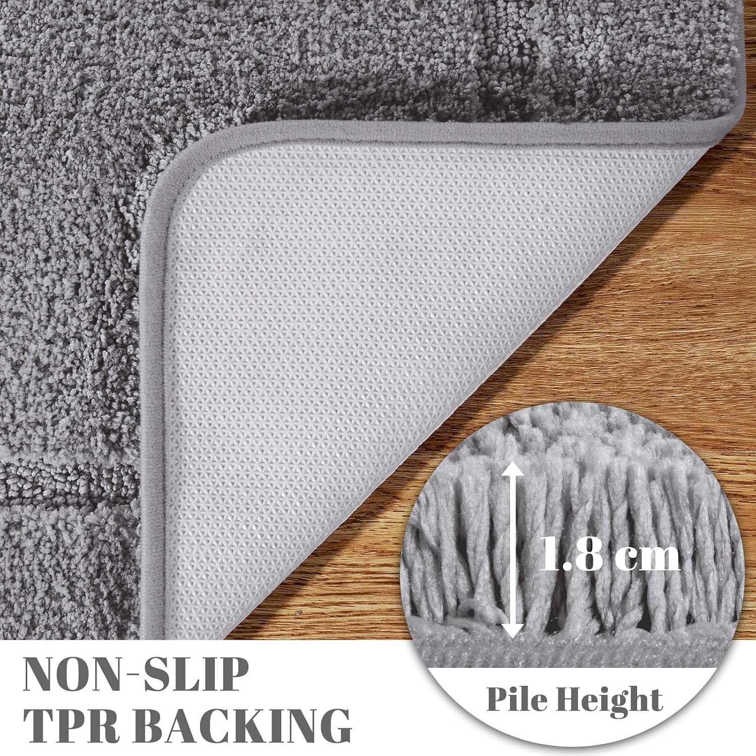 Thumbnail 3 de SOANNY Grey Bath Mat Set of 2