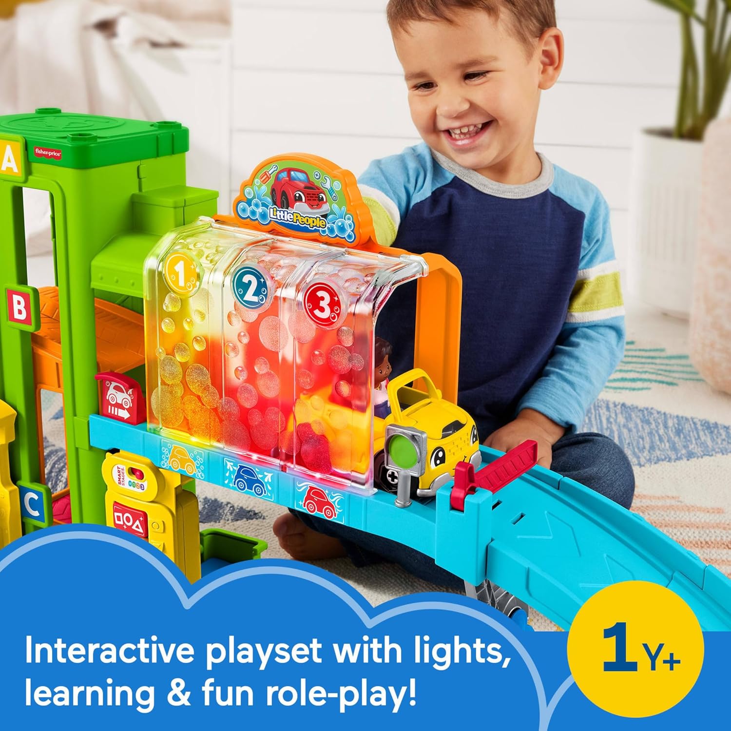 Thumbnail 1 de Fisher-Price Little People Car Garage With Smart Stages Content (HRB33) – Multi-colour UK English