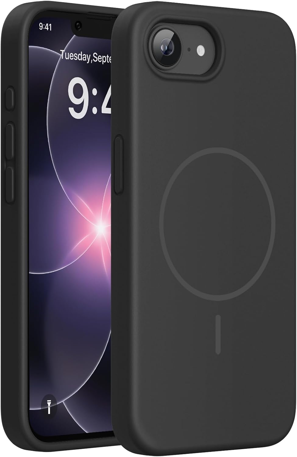 Miracase Magnetic Soft Silicone Case for iPhone 17e/16e with MagSafe Compatibility (Black)