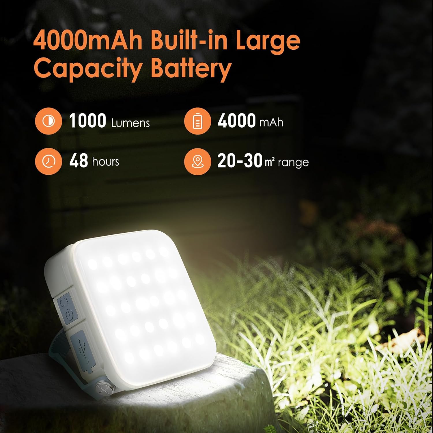 Thumbnail 1 de Quntis Camping Light Rechargeable: Solar/USB-C LED Lantern with 4000mAh Power Bank (IPX6, 4 Colour Temperatures)