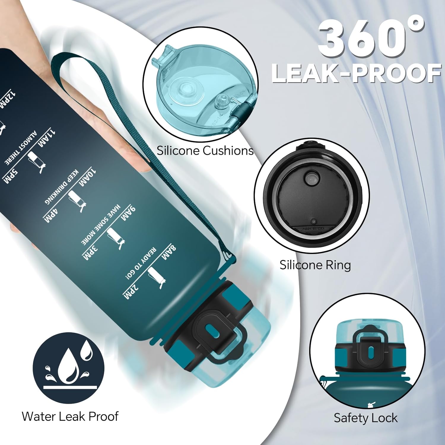 Detalle 2 de Botella 1.5L con Filtro 🚰 Para Deporte y Camping