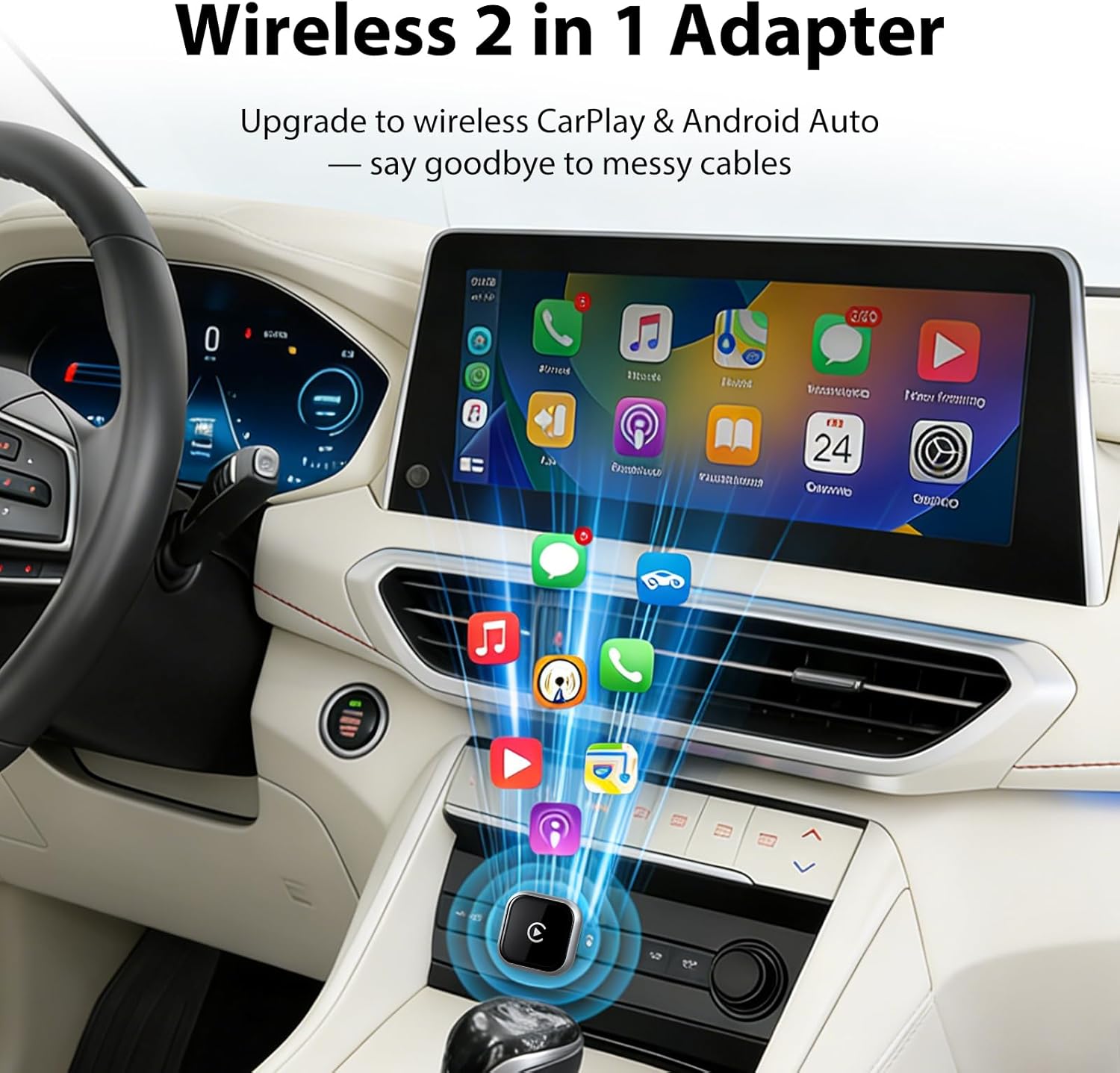 Thumbnail 3 de Sunweyer CarPlay wireless a forma di T: adattatore cablato-to-wireless plug & play per auto con cablaggio di fabbrica