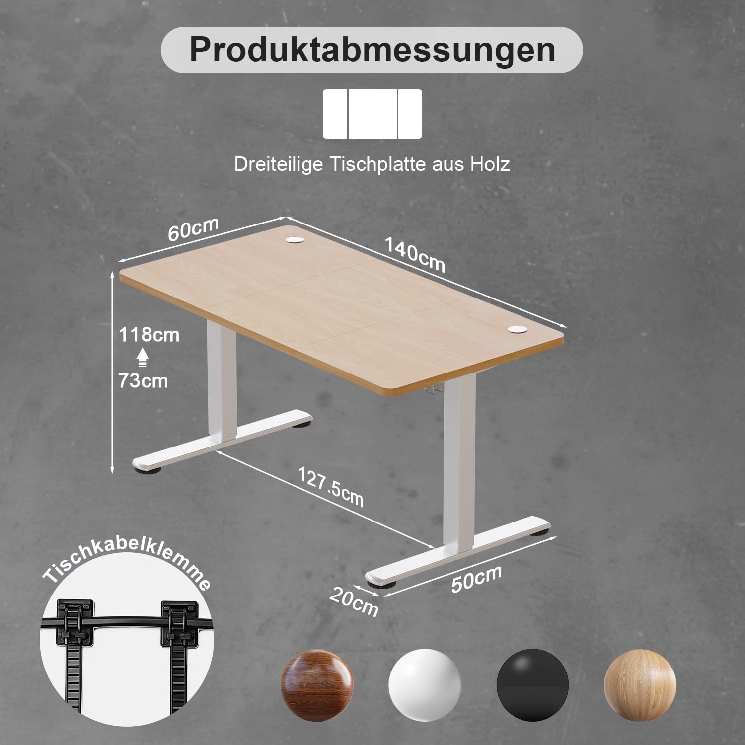 Thumbnail 1 de Devoko elektrisch höhenverstellbarer Schreibtisch 140 × 60 cm – stabil, leise & mit 2 Speicherplätzen