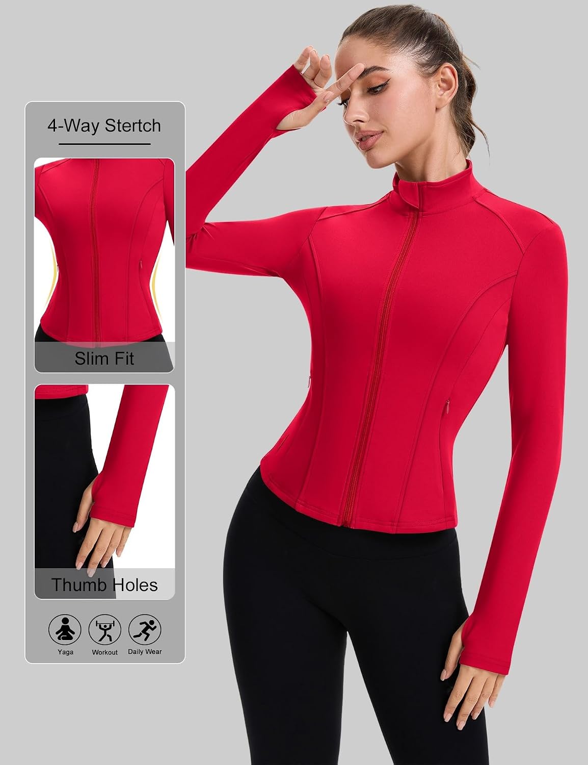 Detalle 1 de ZHENWEI Women's Cropped Workout Jacket, Nylon-Spandex Blend