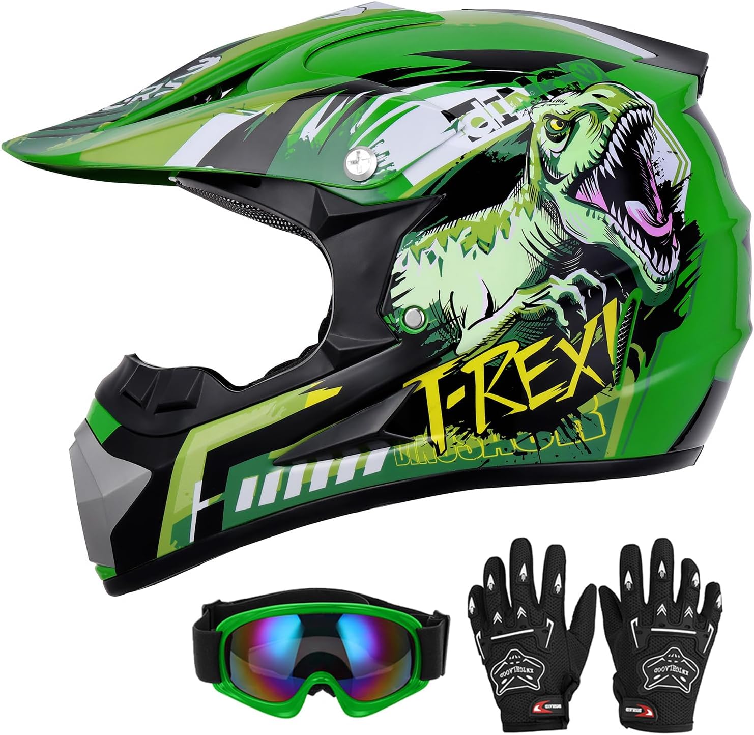 Detalle de DOT Youth Dirt Bike Helmet with Goggles & Gloves for 5-14 Years Old