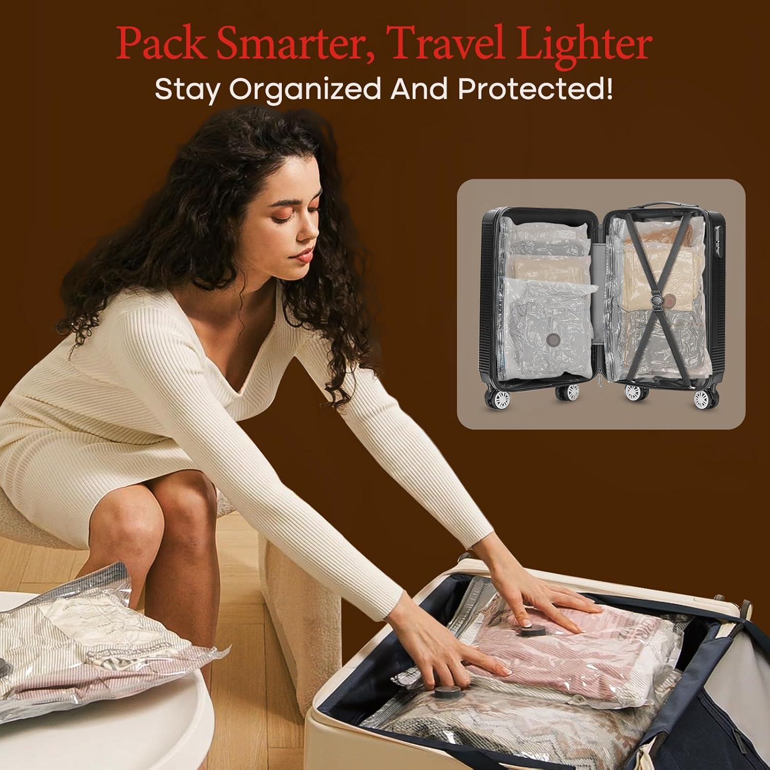 Thumbnail 4 de Vacbird Sacchetti Sottovuoto Vestiti con Pompa Senza Fili – 9 Pezzi (3x40x50, 3x40x60, 3x50x60) per Viaggio