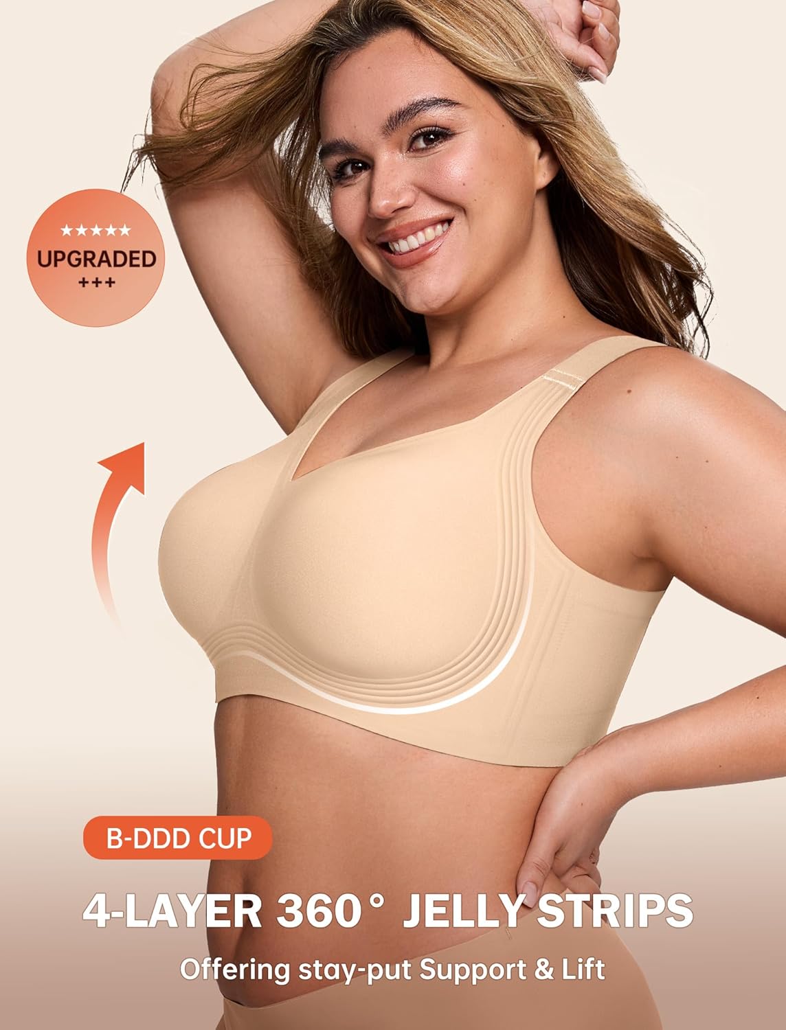 Thumbnail 1 de LetsJoli Women’s Wirefree Jelly Bra with Lift, Seamless Support (Plus Sizes)