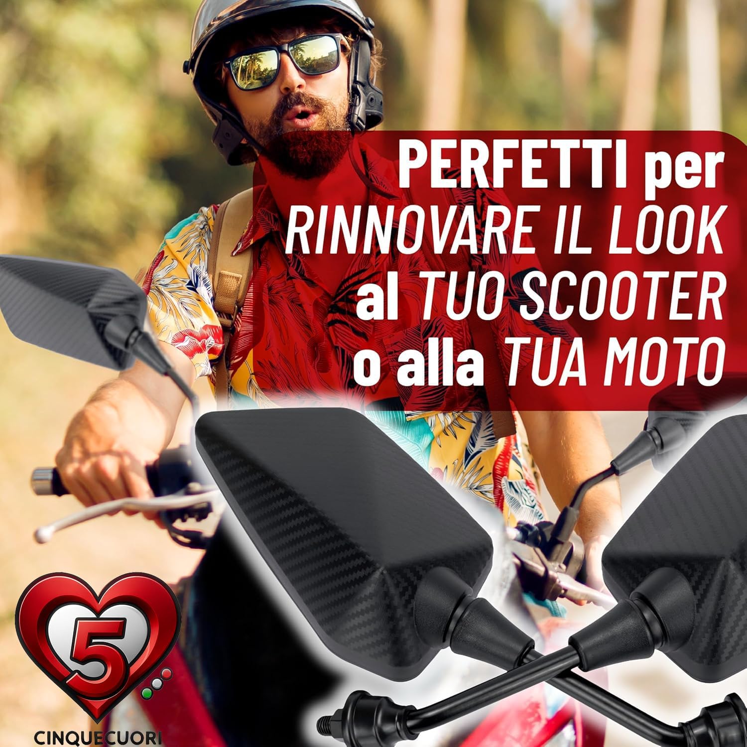 Thumbnail 6 de CINQUECUORI Specchietti retrovisori moto universali 🪞