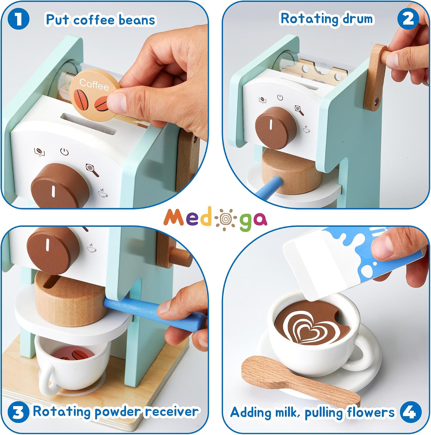 Thumbnail 3 de Set da cucina in legno per bambini: macchina da caffè espresso giocattolo Green