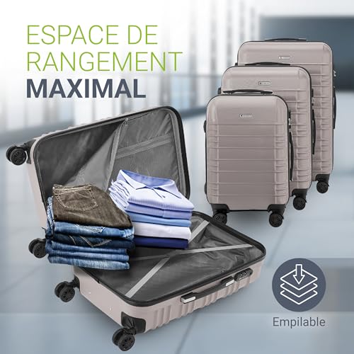 Detalle 2 de Juskys Set valises rigides 3 pièces – Voyage: ABS léger, 360° et serrure à code