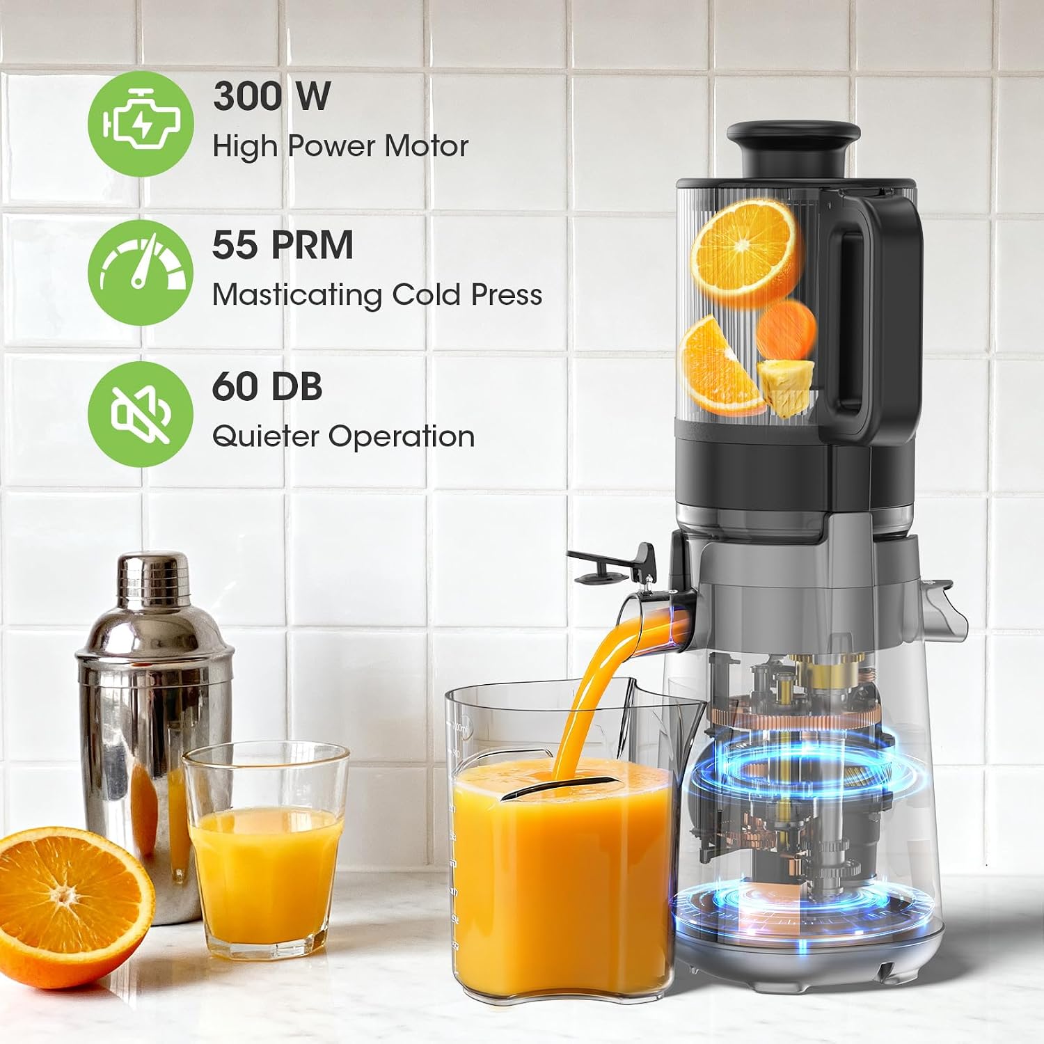 Detalle de SMALLHOO cold press juicer, 5.3-inch chute