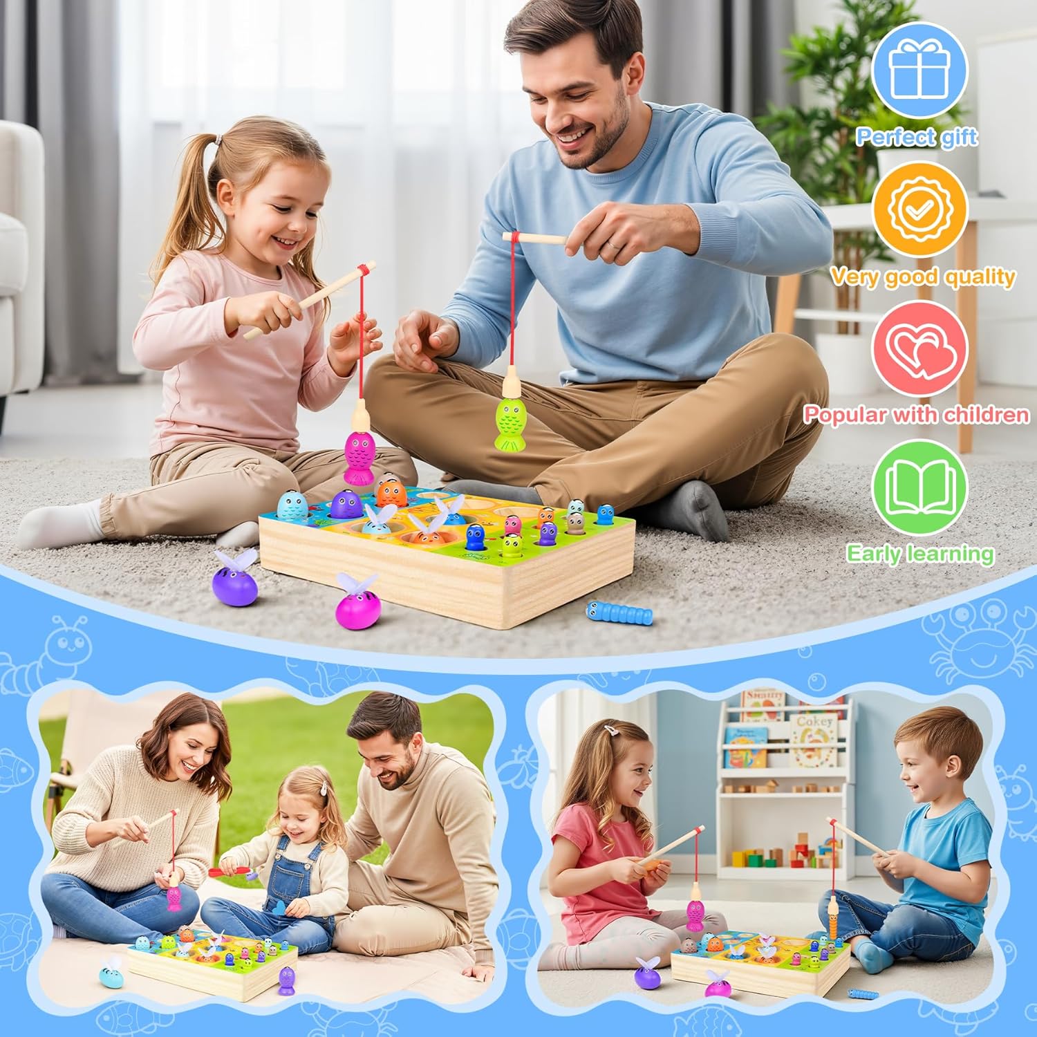 Thumbnail 4 de COOLJOY Magnetisches Angelspiel 3‑in‑1 ab 2 Jahren – Montessori Motorikspielzeug aus Holz