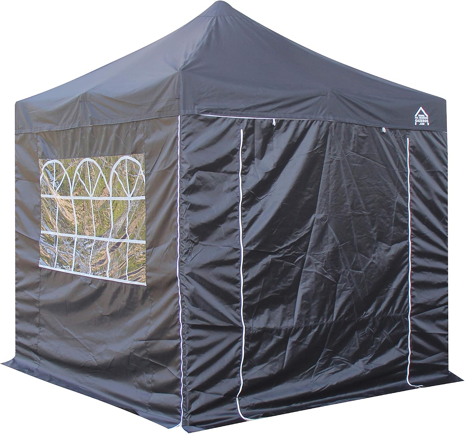 Detalle de All Seasons Gazebos Pavillon Ultra-résistant à Ouverture instantanée 2,5 m x 2,5 m avec 4 poids et panneaux latéraux - Noir
