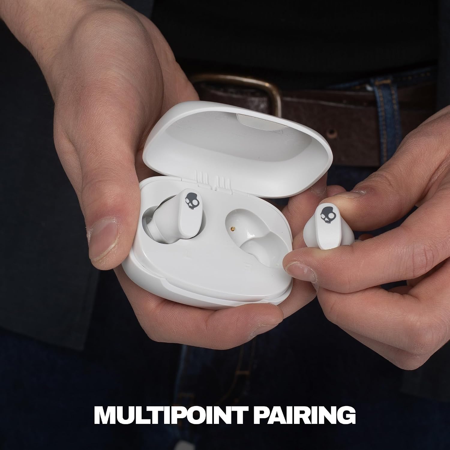 Detalle de Skullcandy Smokin’ Buds 360 S2SPW-T001 Wireless Earbuds, Bone, IPX4