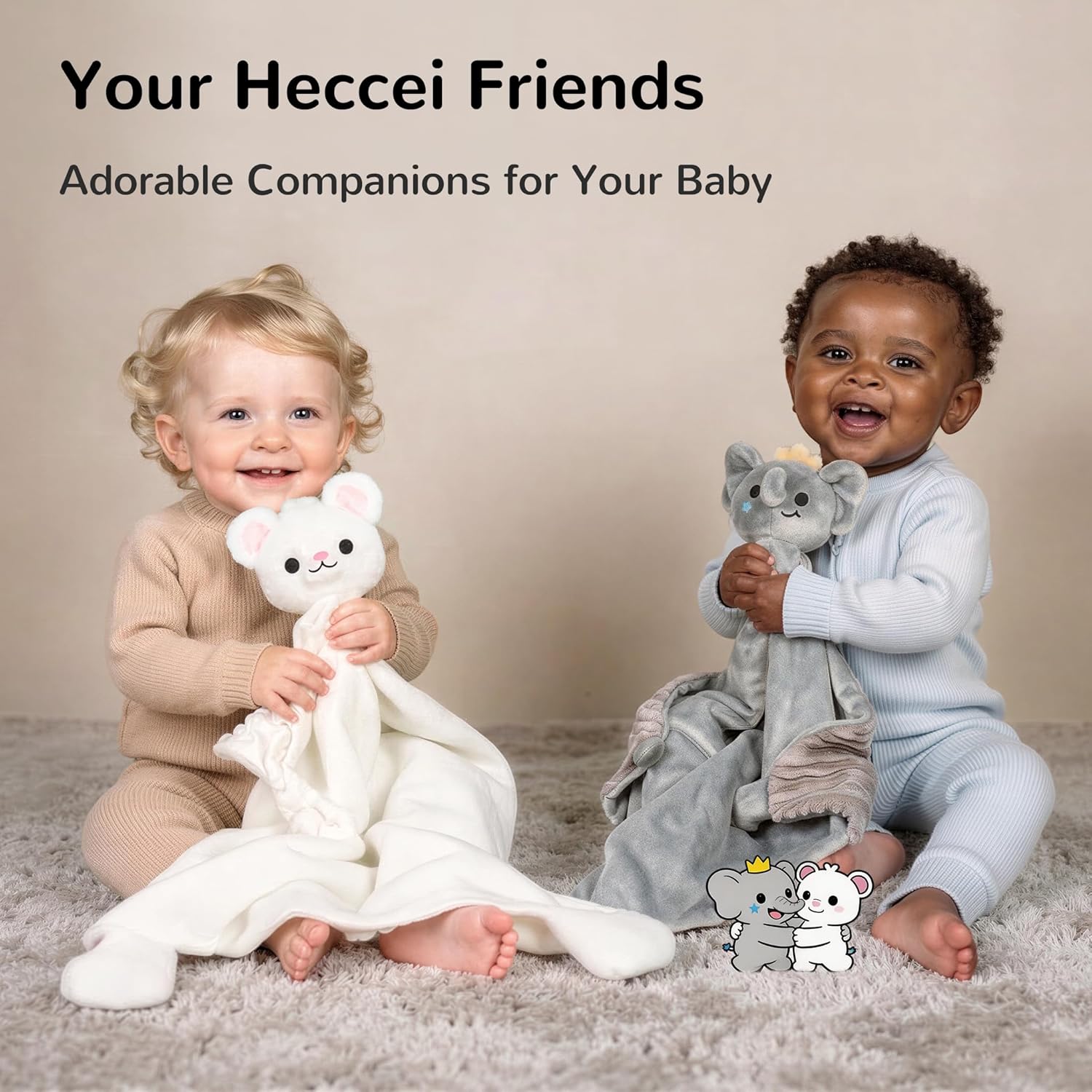 Thumbnail 1 de HECCEI Baby Comforter: Snackyphant Plush Security Blanket 16x16