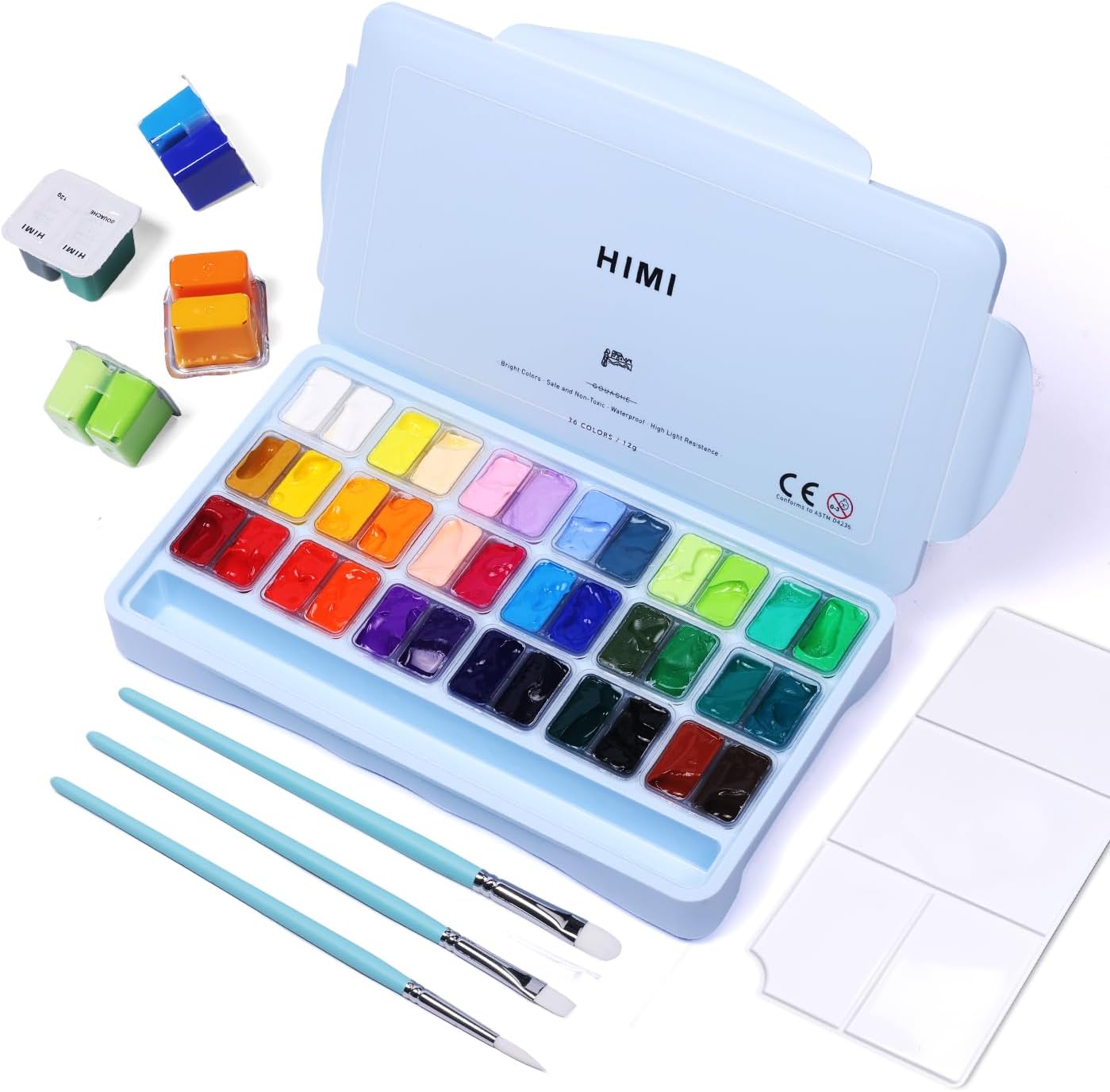 Thumbnail 6 de HIMI Gouache Paint Set 112 Colours x 12g – Dual Jelly Cup Design in Carrying Case (ARTFLY)