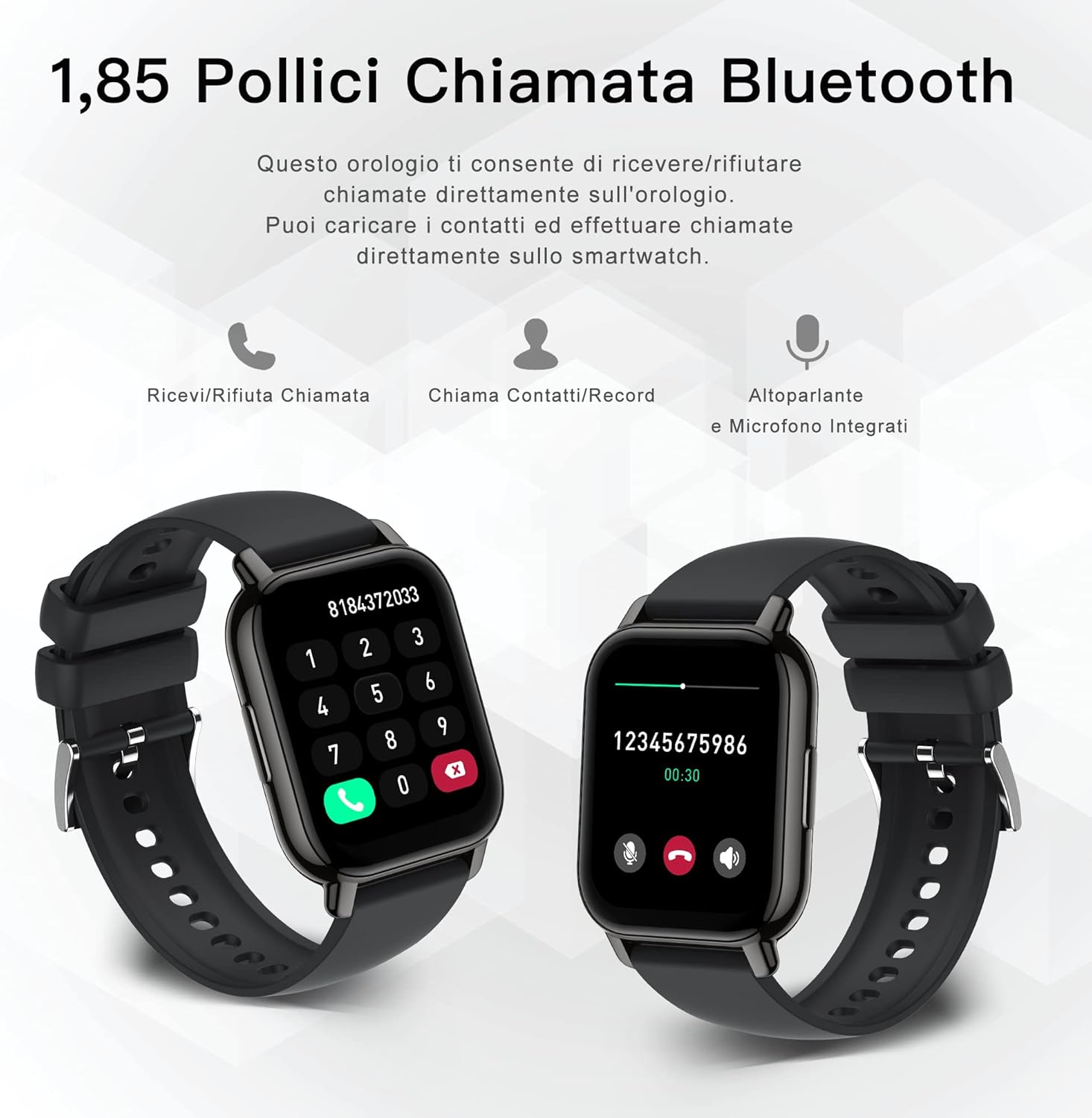 Thumbnail 1 de Popglory Smartwatch Uomo Donna: contapassi, chiamate e assistente vocale AI, con 2 cinturini